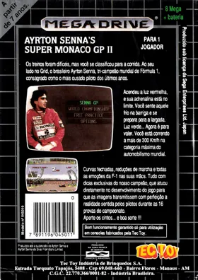 Ayrton Senna's Super Monaco GP II (Japan, Europe) (En,Ja) box cover back